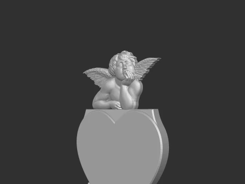 Memorial Tombstone with Angel 3D Print Model