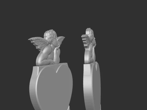 Memorial Tombstone with Angel 3D Print Model