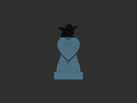 Memorial Tombstone with Angel 3D Print Model