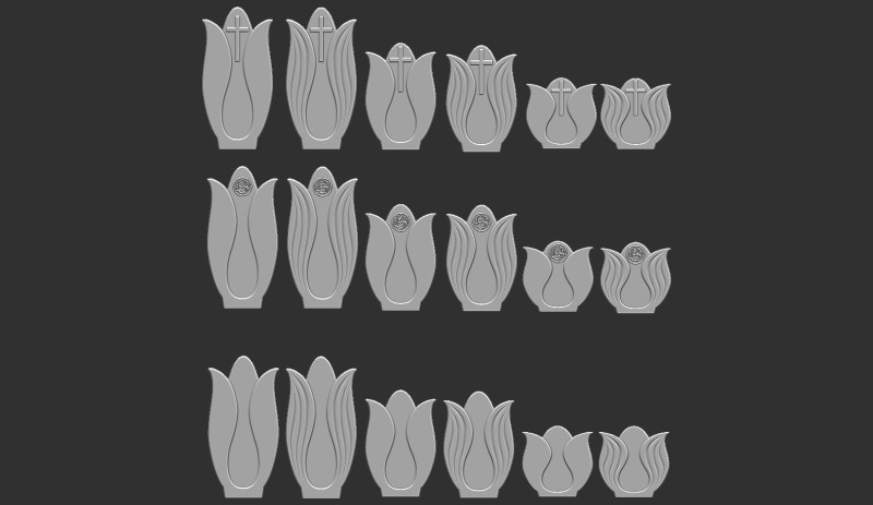 Tulip-shaped Tombstones 3D Baskı Modeli .c4d .max .obj .3ds .fbx .stl .blend