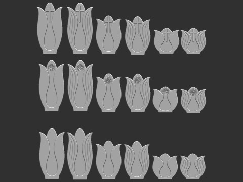 Tulip-shaped Tombstones 3D Baskı Modeli