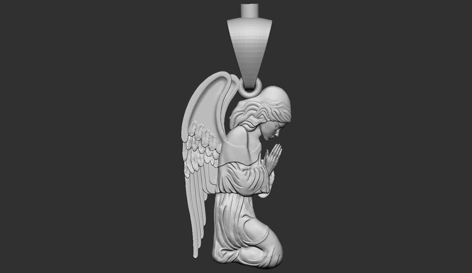 Praying Angel Pendant 3D Print Model .c4d .max .obj .3ds .fbx .stl .blend