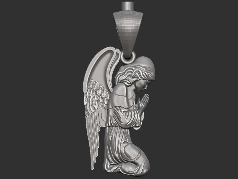 Praying Angel Pendant 3D Print Model