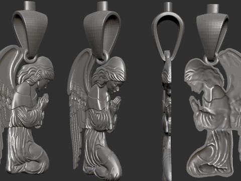 Praying Angel Pendant 3D Print Model