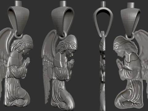 Praying Angel Pendant 3D Print Model
