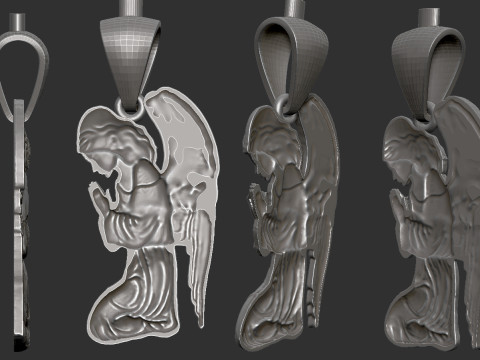 Praying Angel Pendant 3D Print Model