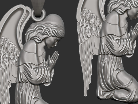 Praying Angel Pendant 3D Print Model