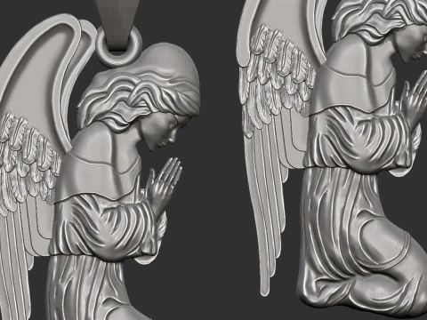 Praying Angel Pendant 3D Print Model