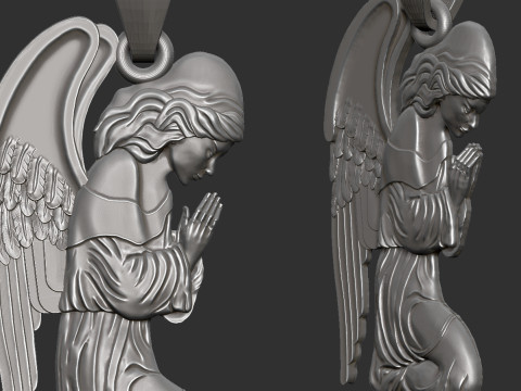 Praying Angel Pendant 3D Print Model