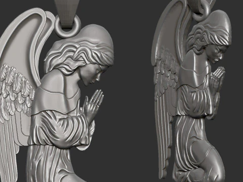 Praying Angel Pendant 3D Print Model