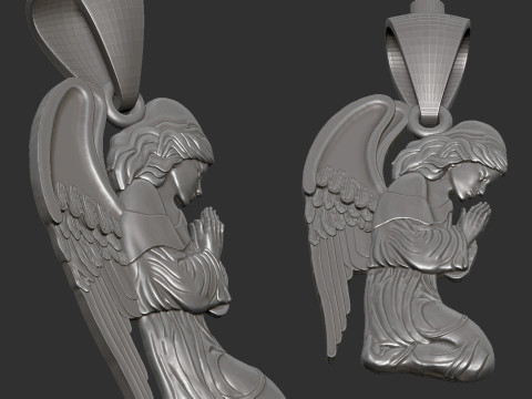 Praying Angel Pendant 3D Print Model
