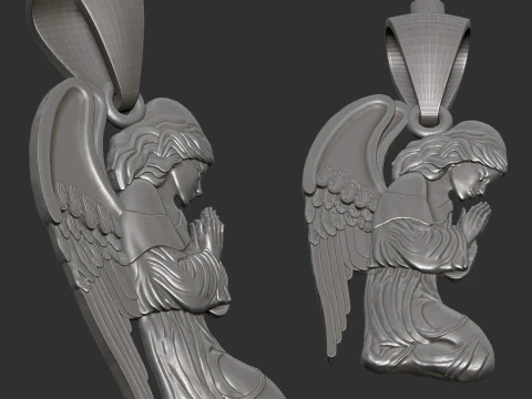 Praying Angel Pendant 3D Print Model