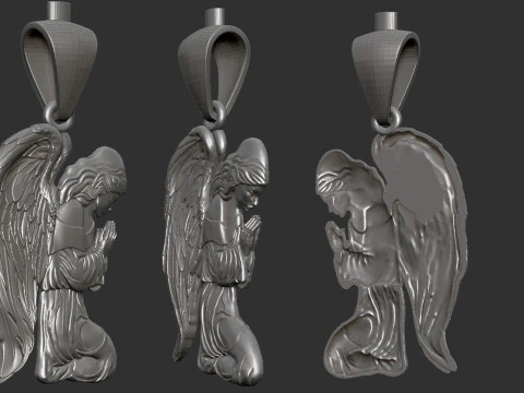 Praying Angel Pendant 3D Print Model