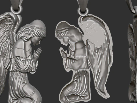 Praying Angel Pendant 3D Print Model
