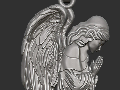 Praying Angel Pendant 3D Print Model