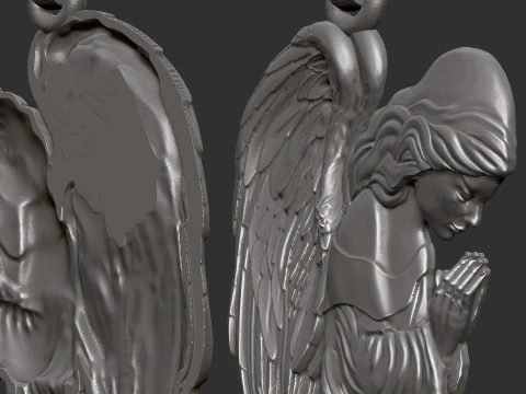 Praying Angel Pendant 3D Print Model