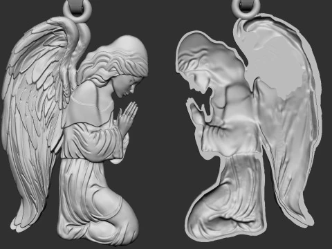 Praying Angel Pendant 3D Print Model