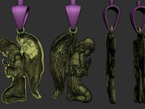 Praying Angel Pendant 3D Print Model