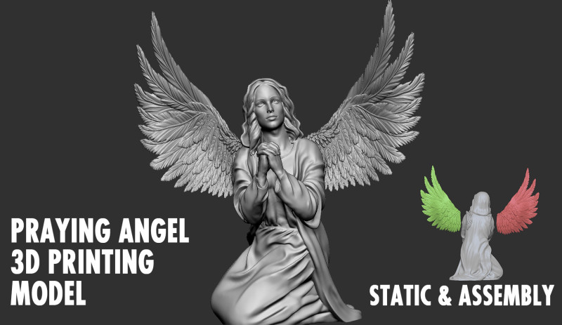 Praying Angel 3Dプリントモデル .c4d .max .obj .3ds .fbx .stl .blend