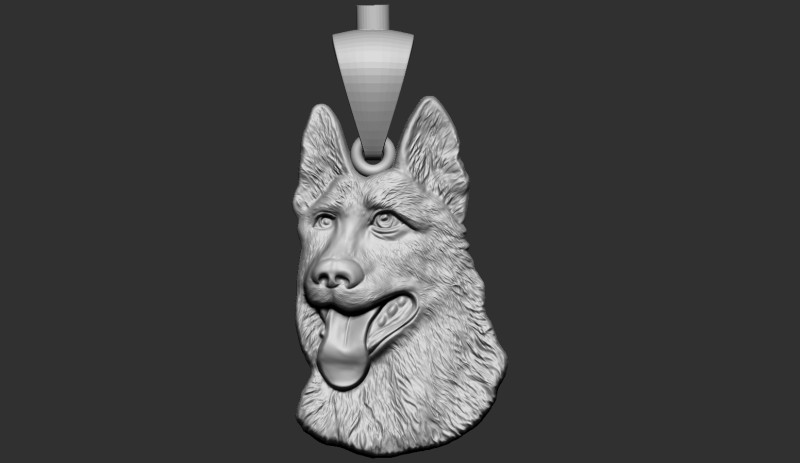 German Shepherd Pendant Model Cetak 3D .c4d .max .obj .3ds .fbx .stl .blend