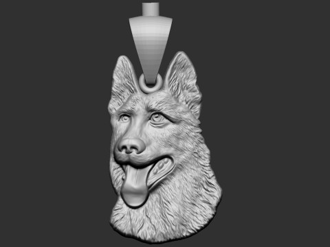 German Shepherd Pendant 3D Print Model