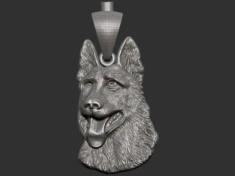 German Shepherd Pendant 3D Print Model