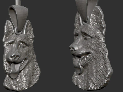 German Shepherd Pendant 3D Print Model