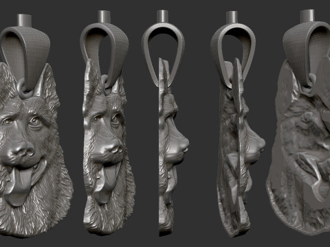 German Shepherd Pendant Model Cetak 3D