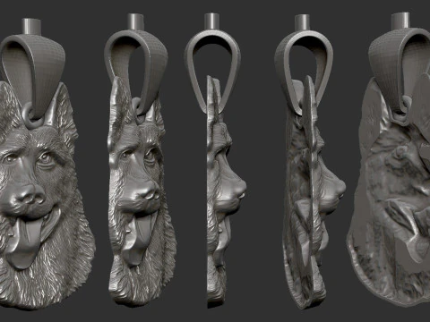 German Shepherd Pendant 3D Print Model