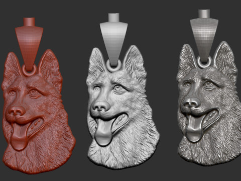 German Shepherd Pendant Model Cetak 3D