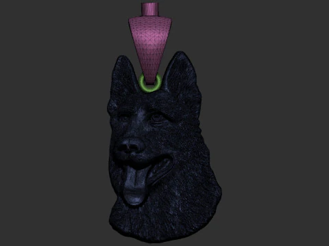 German Shepherd Pendant 3D Print Model