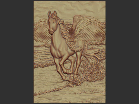 Pegasus-Flachrelief 3D Druckmodell