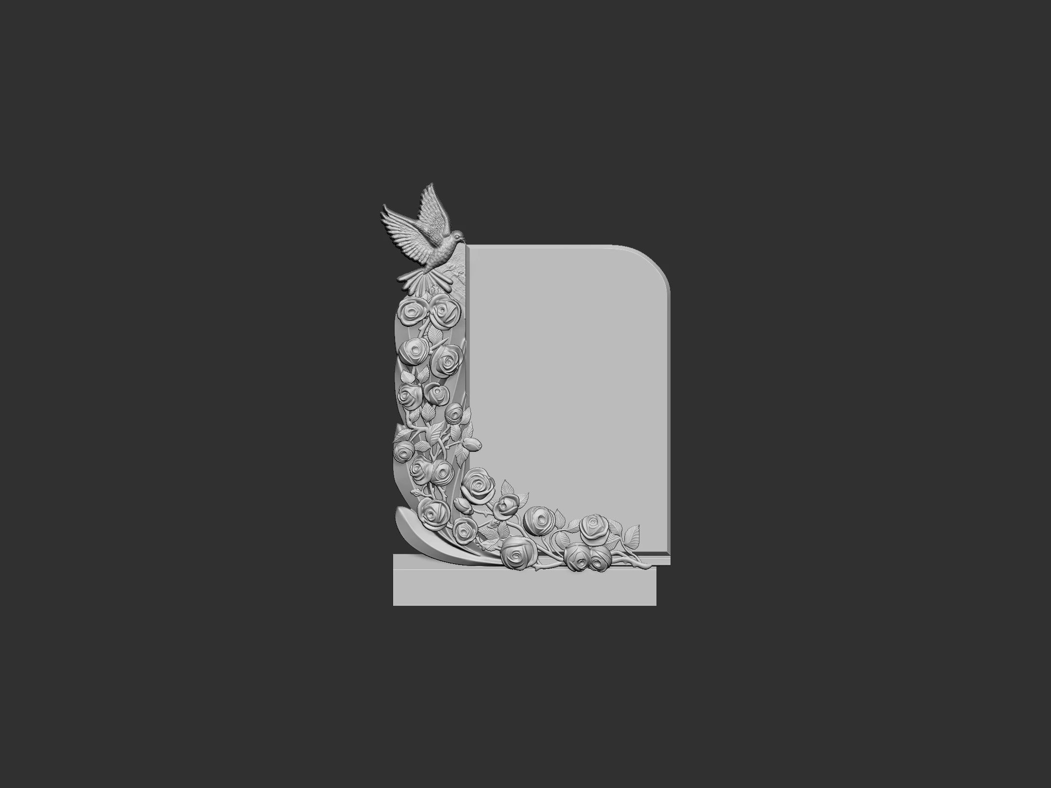 Tombstone with Roses 3D Print Model .c4d .max .obj .3ds .fbx .stl .blend 