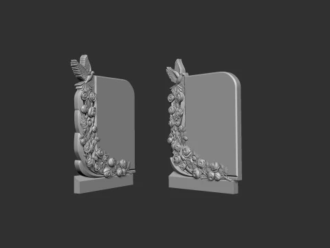 Tombstone with Roses 3D Print Model