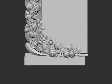 Tombstone with Roses 3D Print Model