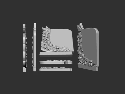 Tombstone with Roses 3D Print Model