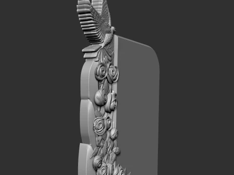 Tombstone with Roses 3D Print Model