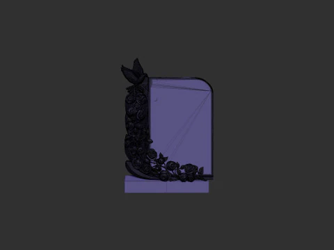 Tombstone with Roses 3D Print Model