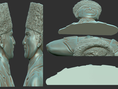 Gazi Mustafa Kemal Ataturk Bas Relief Model Cetak 3D