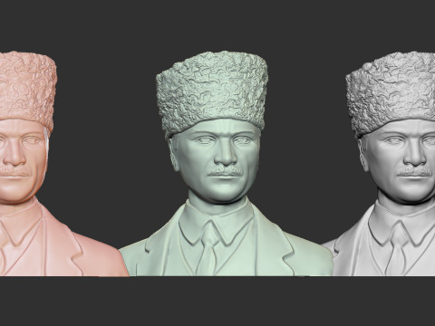 Gazi Mustafa Kemal Ataturk Bas Relief Model Cetak 3D