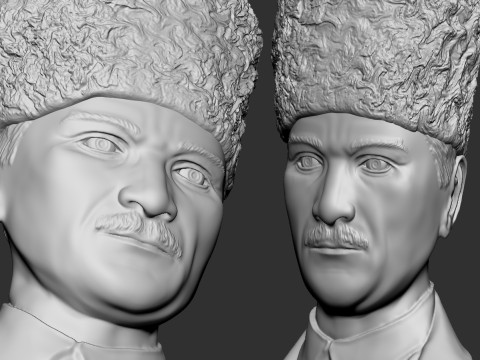 Gazi Mustafa Kemal Ataturk Bas Relief Model Cetak 3D