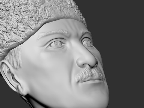 Gazi Mustafa Kemal Ataturk Bas Relief Model Cetak 3D