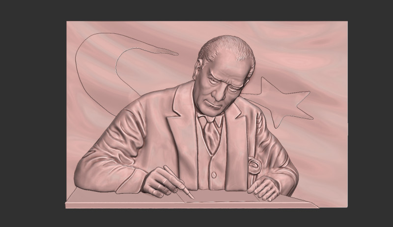 ガジ ムスタファ ケマル アタテュルクのレリーフ 3Dプリントモデル .c4d .max .obj .3ds .fbx .stl .blend