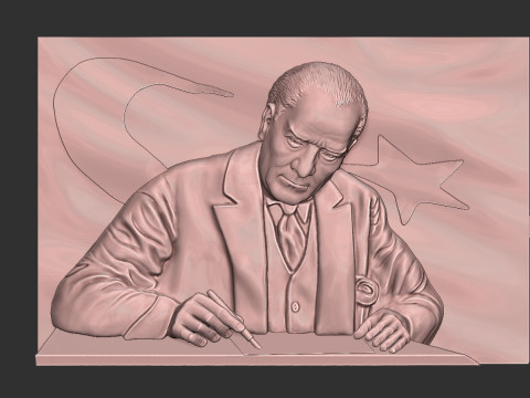 Gazi Mustafa Kemal Ataturk Bas Relief 3D Принт Модель