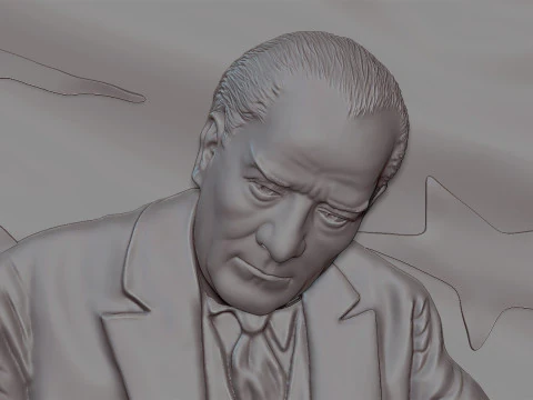 Gazi Mustafa Kemal Ataturk Bas Relief 3D Print Model
