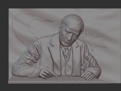 ガジ ムスタファ ケマル アタテュルクのレリーフ 3Dプリントモデル