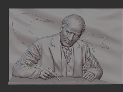 Gazi Mustafa Kemal Ataturk Bas Relief 3D Print Model