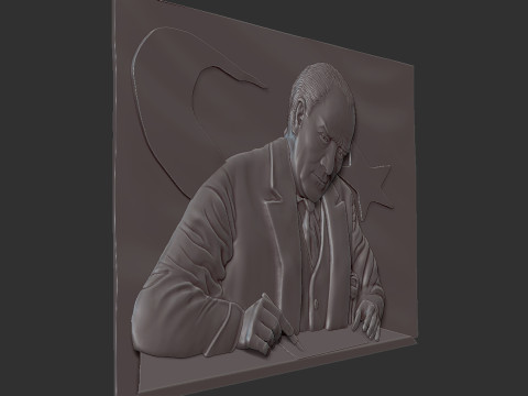 ガジ ムスタファ ケマル アタテュルクのレリーフ 3Dプリントモデル