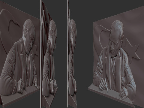 ガジ ムスタファ ケマル アタテュルクのレリーフ 3Dプリントモデル