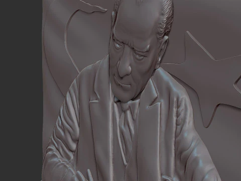 Gazi Mustafa Kemal Ataturk Bas Relief 3D Print Model